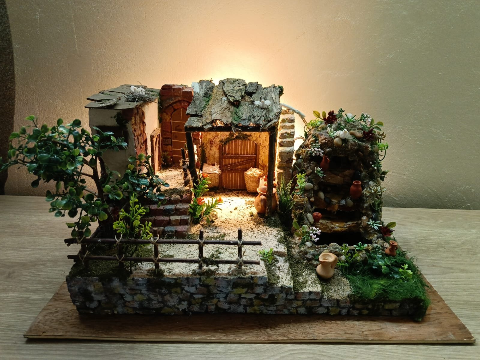 pesebre con fuente y choza