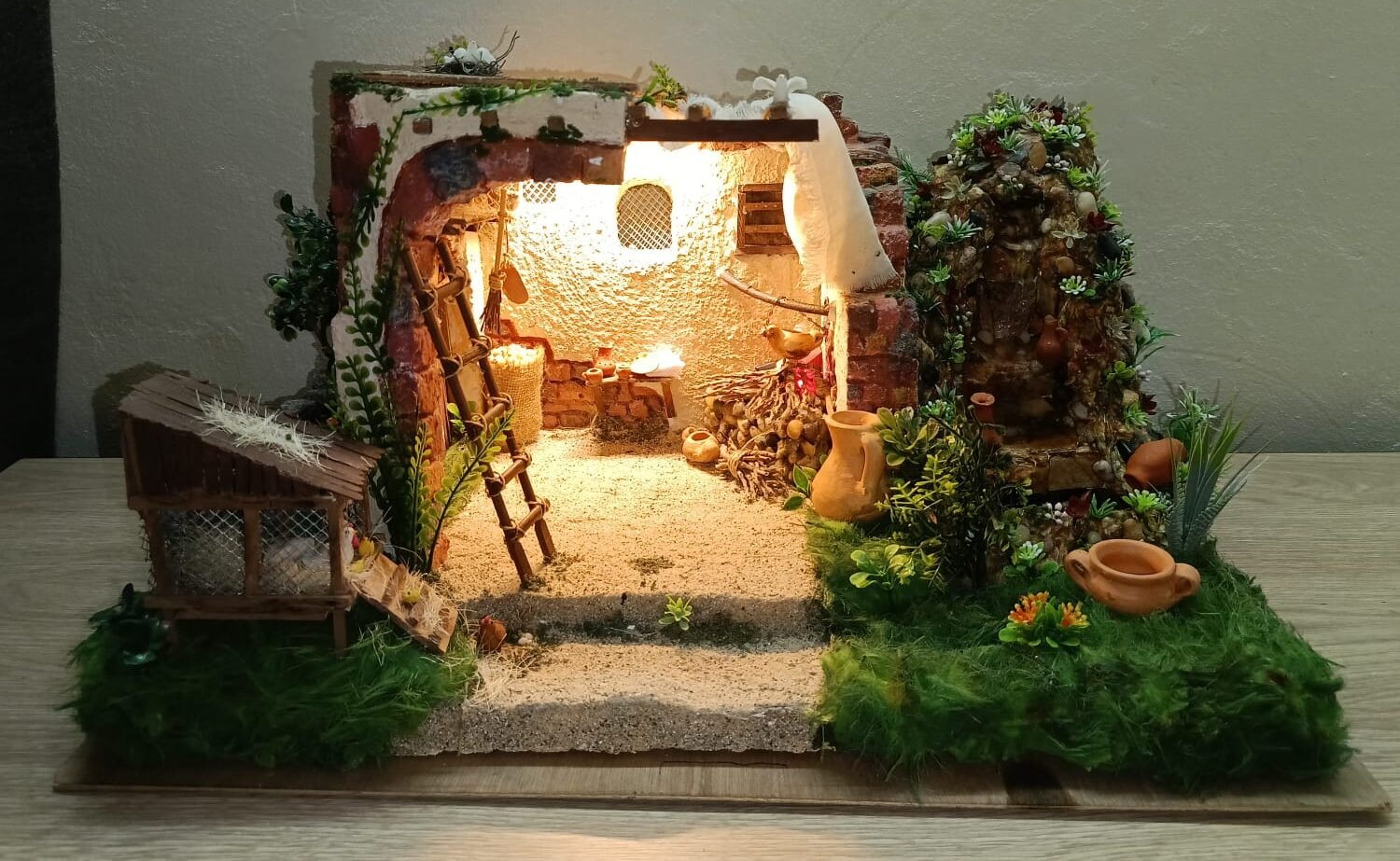 Portal Navideño con Fuente, Gallinero y Fogón de Leña